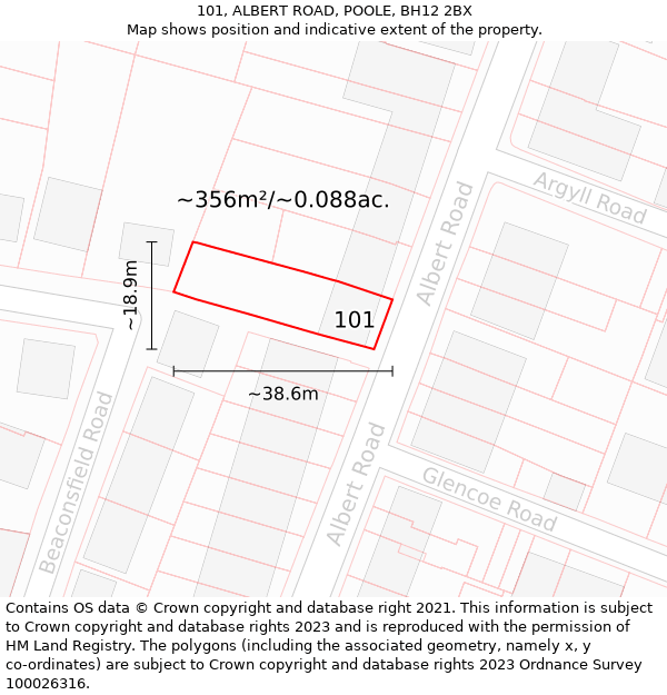 101, ALBERT ROAD, POOLE, BH12 2BX: Plot and title map