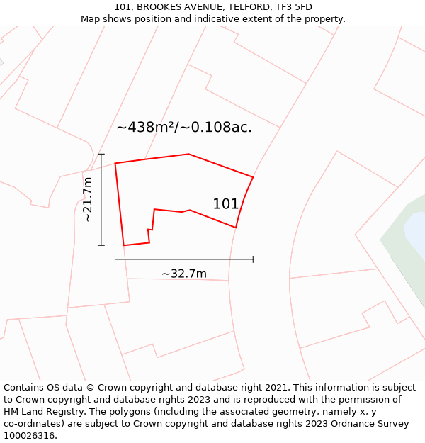 101, BROOKES AVENUE, TELFORD, TF3 5FD: Plot and title map