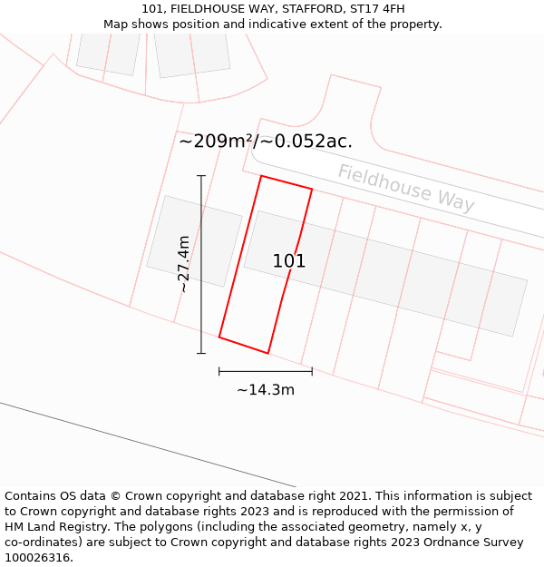 101, FIELDHOUSE WAY, STAFFORD, ST17 4FH: Plot and title map