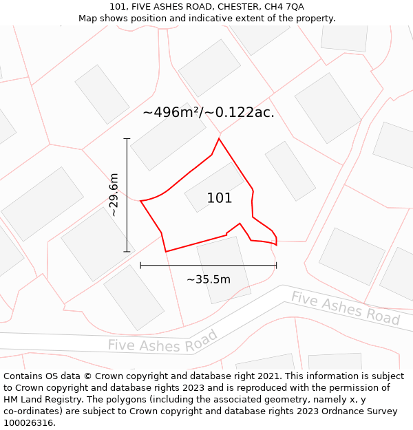 101, FIVE ASHES ROAD, CHESTER, CH4 7QA: Plot and title map
