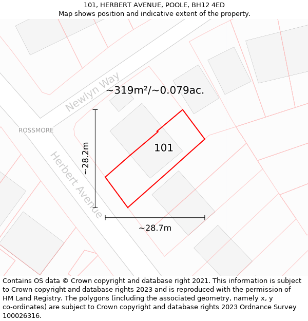 101, HERBERT AVENUE, POOLE, BH12 4ED: Plot and title map