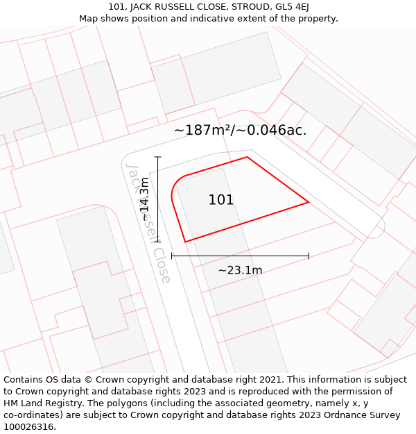 101, JACK RUSSELL CLOSE, STROUD, GL5 4EJ: Plot and title map