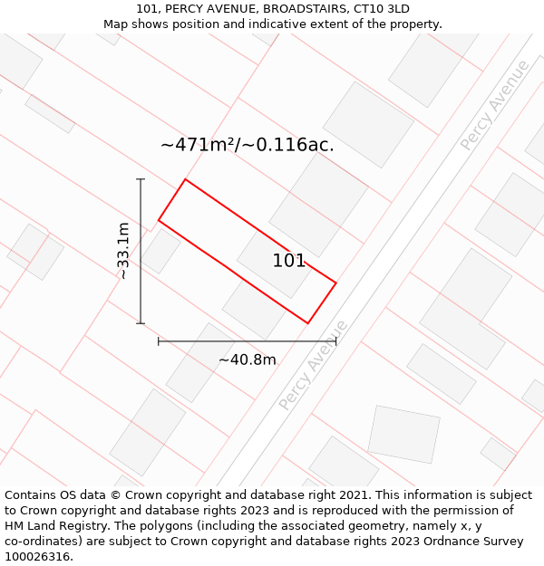 101, PERCY AVENUE, BROADSTAIRS, CT10 3LD: Plot and title map