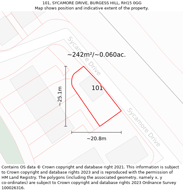 101, SYCAMORE DRIVE, BURGESS HILL, RH15 0GG: Plot and title map