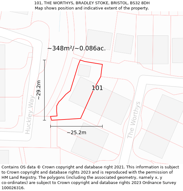 101, THE WORTHYS, BRADLEY STOKE, BRISTOL, BS32 8DH: Plot and title map