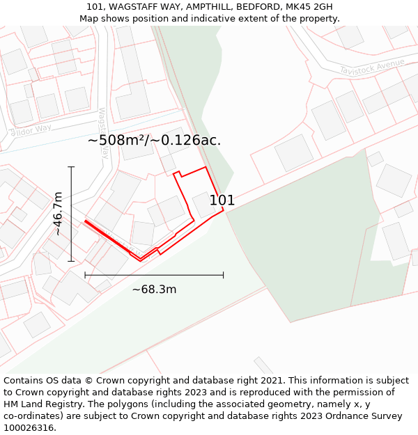 101, WAGSTAFF WAY, AMPTHILL, BEDFORD, MK45 2GH: Plot and title map