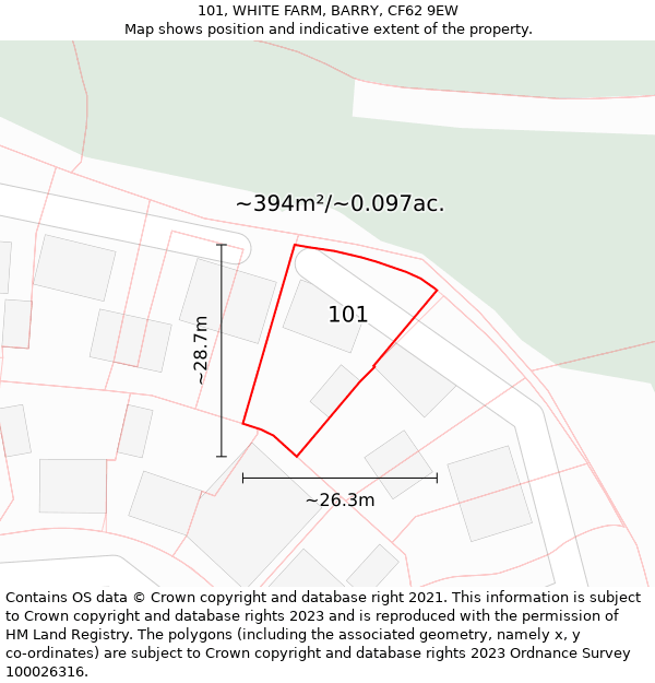 101, WHITE FARM, BARRY, CF62 9EW: Plot and title map