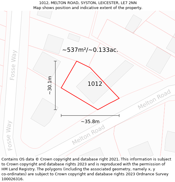 1012, MELTON ROAD, SYSTON, LEICESTER, LE7 2NN: Plot and title map