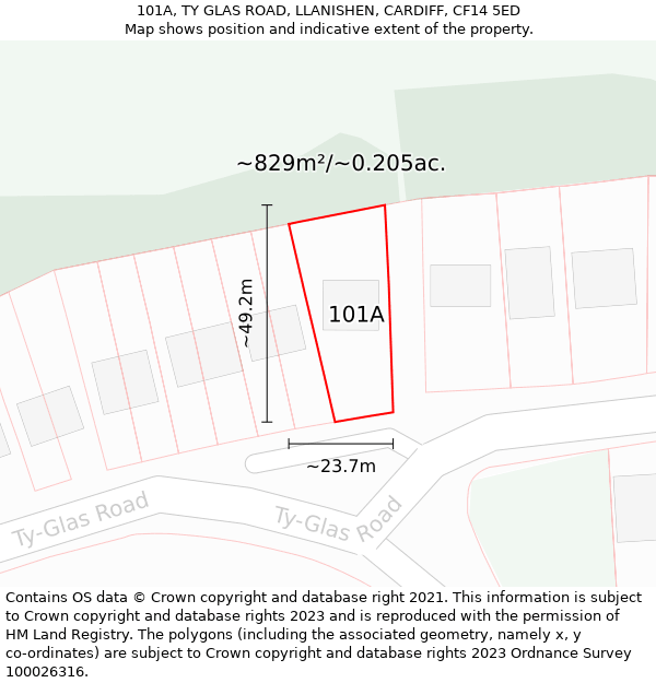 101A, TY GLAS ROAD, LLANISHEN, CARDIFF, CF14 5ED: Plot and title map