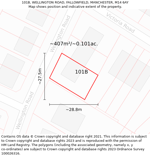 101B, WELLINGTON ROAD, FALLOWFIELD, MANCHESTER, M14 6AY: Plot and title map