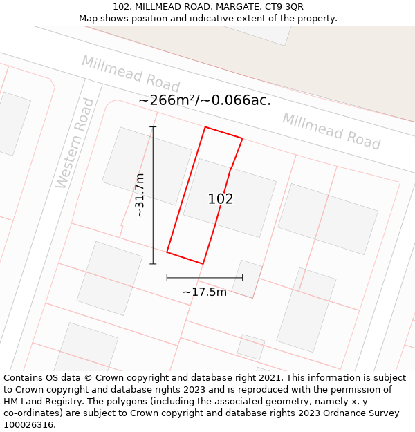 102, MILLMEAD ROAD, MARGATE, CT9 3QR: Plot and title map