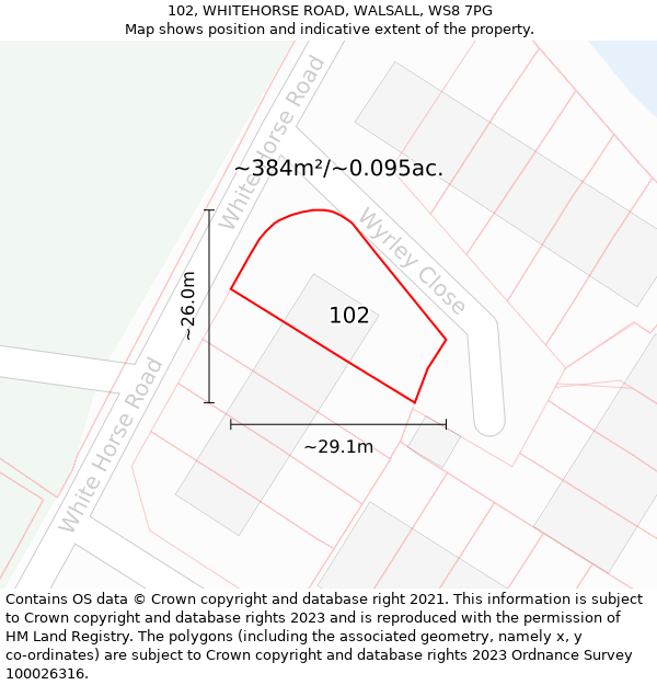 102, WHITEHORSE ROAD, WALSALL, WS8 7PG: Plot and title map