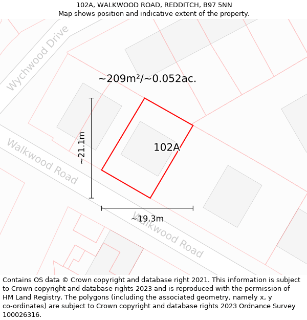 102A, WALKWOOD ROAD, REDDITCH, B97 5NN: Plot and title map