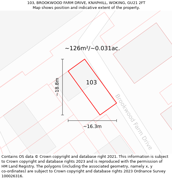 103, BROOKWOOD FARM DRIVE, KNAPHILL, WOKING, GU21 2FT: Plot and title map