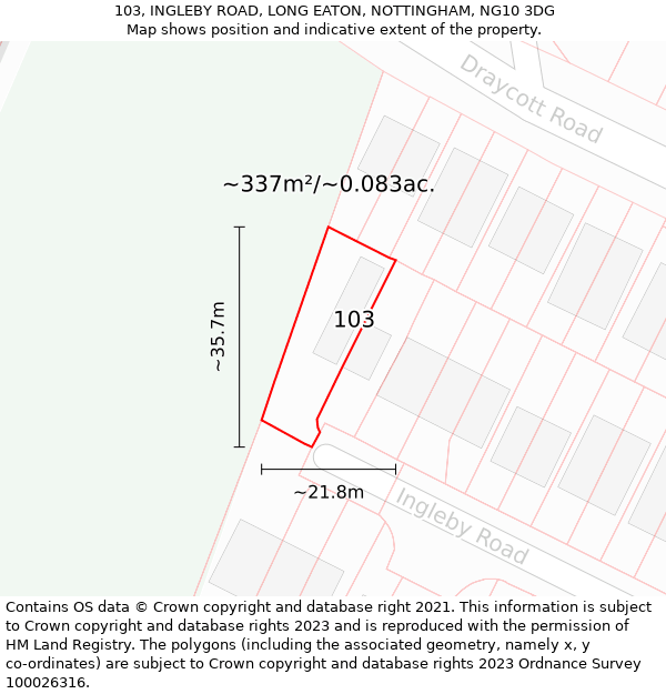 103, INGLEBY ROAD, LONG EATON, NOTTINGHAM, NG10 3DG: Plot and title map