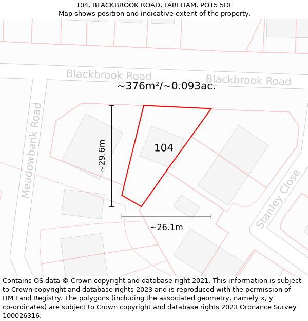 104, BLACKBROOK ROAD, FAREHAM, PO15 5DE: Plot and title map