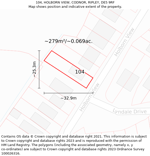 104, HOLBORN VIEW, CODNOR, RIPLEY, DE5 9RF: Plot and title map