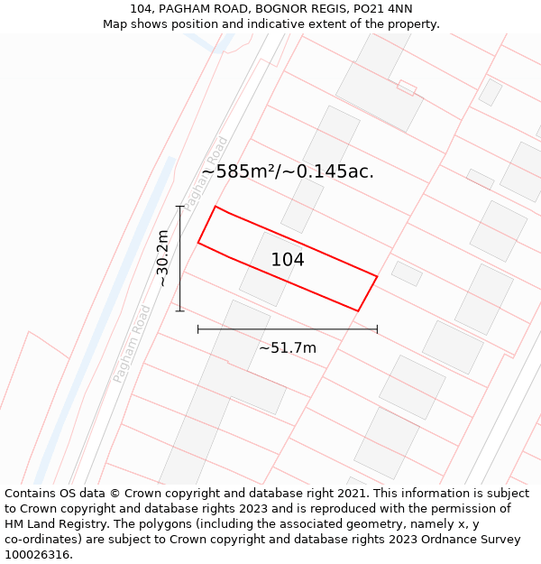 104, PAGHAM ROAD, BOGNOR REGIS, PO21 4NN: Plot and title map