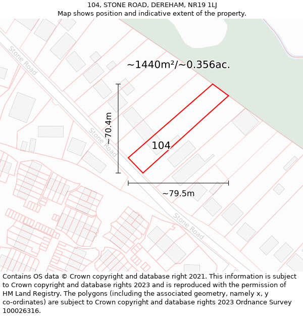 104, STONE ROAD, DEREHAM, NR19 1LJ: Plot and title map