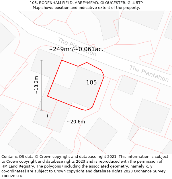 105, BODENHAM FIELD, ABBEYMEAD, GLOUCESTER, GL4 5TP: Plot and title map