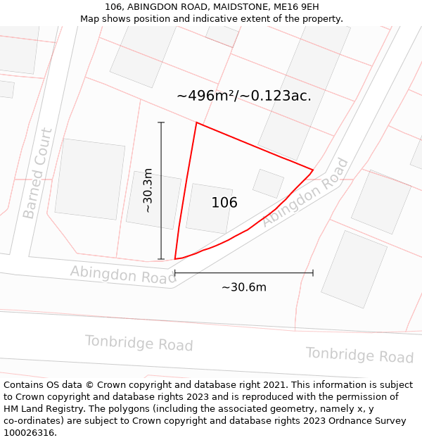 106, ABINGDON ROAD, MAIDSTONE, ME16 9EH: Plot and title map