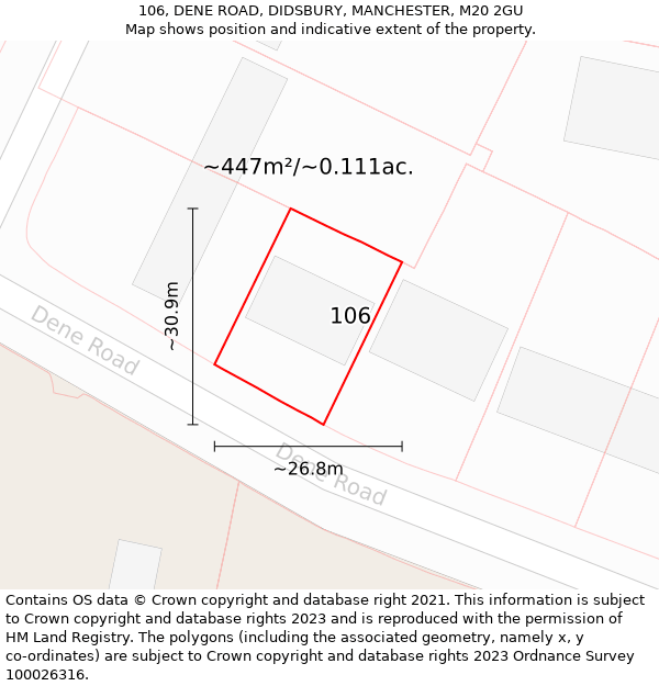 106, DENE ROAD, DIDSBURY, MANCHESTER, M20 2GU: Plot and title map