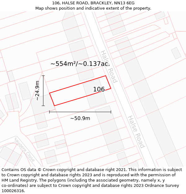 106, HALSE ROAD, BRACKLEY, NN13 6EG: Plot and title map