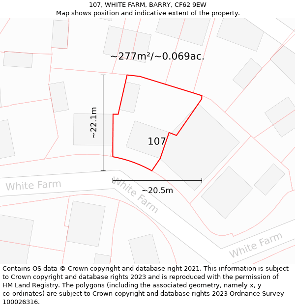 107, WHITE FARM, BARRY, CF62 9EW: Plot and title map