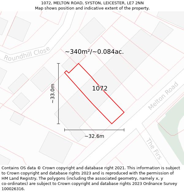 1072, MELTON ROAD, SYSTON, LEICESTER, LE7 2NN: Plot and title map