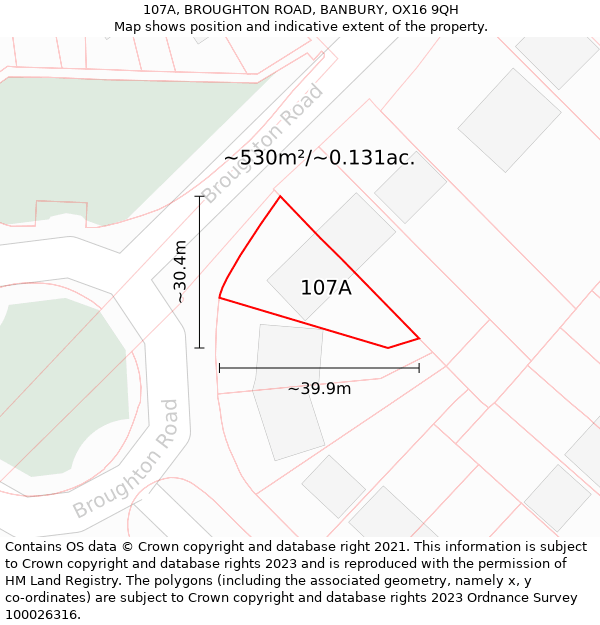 107A, BROUGHTON ROAD, BANBURY, OX16 9QH: Plot and title map