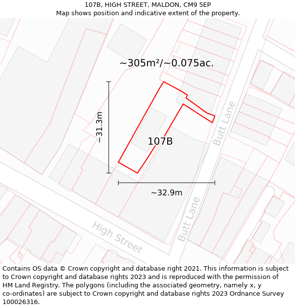 107B, HIGH STREET, MALDON, CM9 5EP: Plot and title map