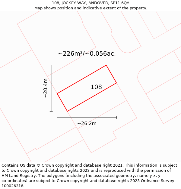 108, JOCKEY WAY, ANDOVER, SP11 6QA: Plot and title map