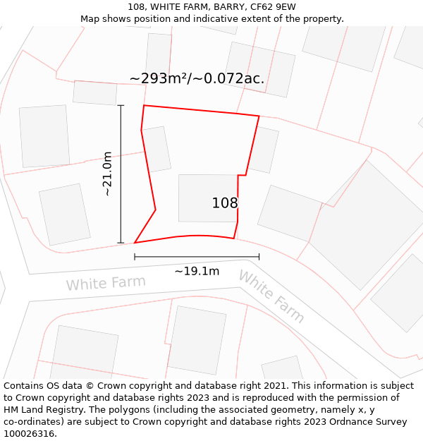 108, WHITE FARM, BARRY, CF62 9EW: Plot and title map