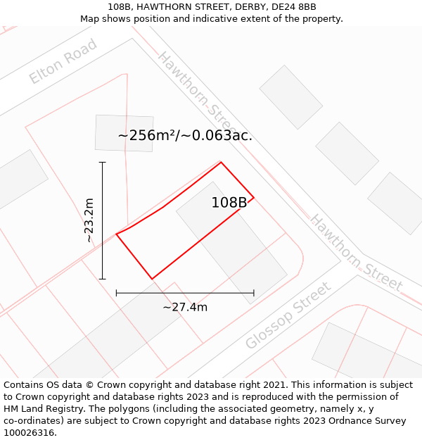 108B, HAWTHORN STREET, DERBY, DE24 8BB: Plot and title map