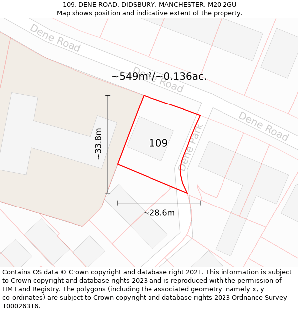 109, DENE ROAD, DIDSBURY, MANCHESTER, M20 2GU: Plot and title map