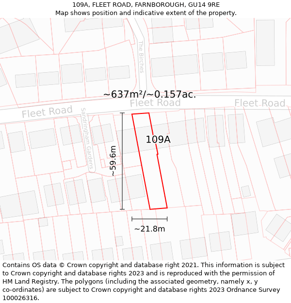 109A, FLEET ROAD, FARNBOROUGH, GU14 9RE: Plot and title map