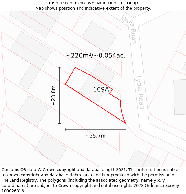 109A, LYDIA ROAD, WALMER, DEAL, CT14 9JY: Plot and title map