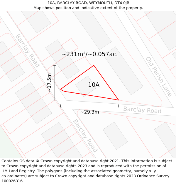 10A, BARCLAY ROAD, WEYMOUTH, DT4 0JB: Plot and title map