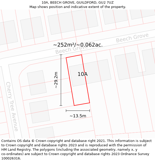 10A, BEECH GROVE, GUILDFORD, GU2 7UZ: Plot and title map