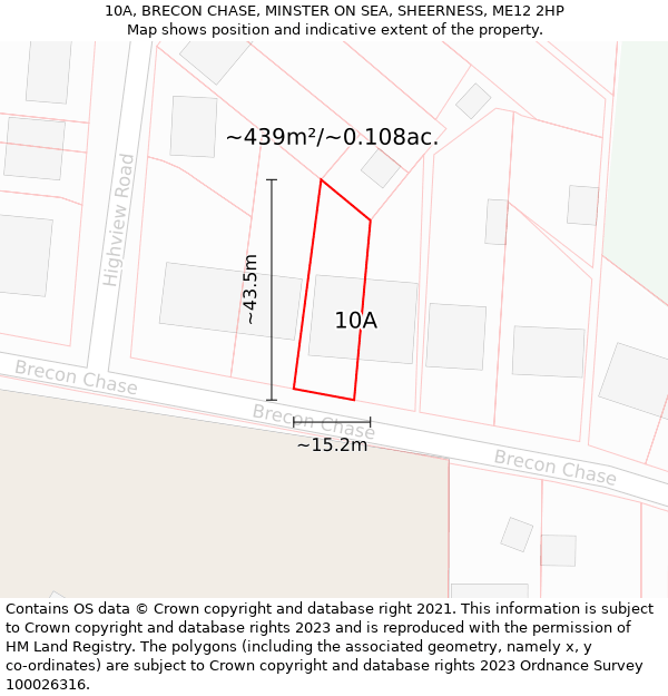 10A, BRECON CHASE, MINSTER ON SEA, SHEERNESS, ME12 2HP: Plot and title map