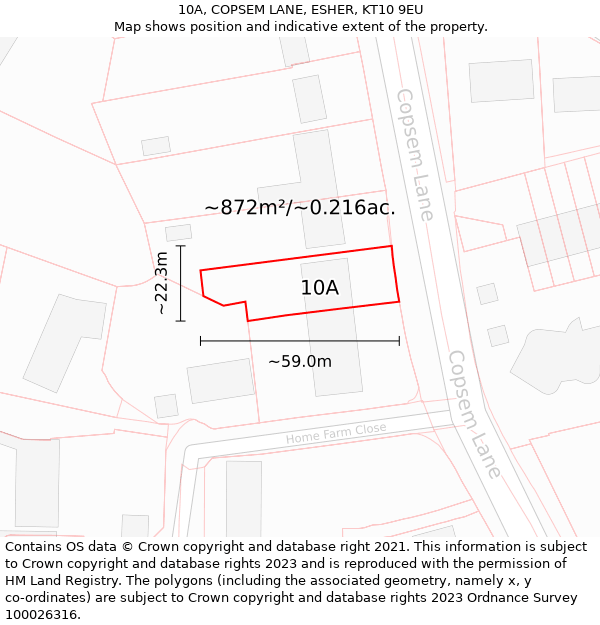10A, COPSEM LANE, ESHER, KT10 9EU: Plot and title map
