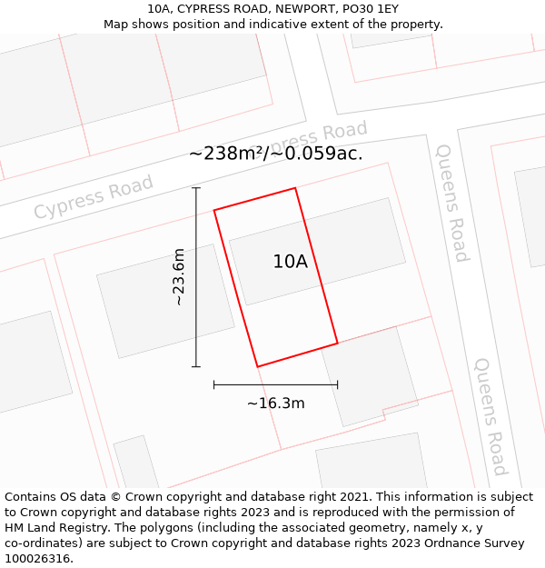 10A, CYPRESS ROAD, NEWPORT, PO30 1EY: Plot and title map