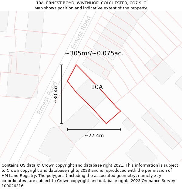 10A, ERNEST ROAD, WIVENHOE, COLCHESTER, CO7 9LG: Plot and title map