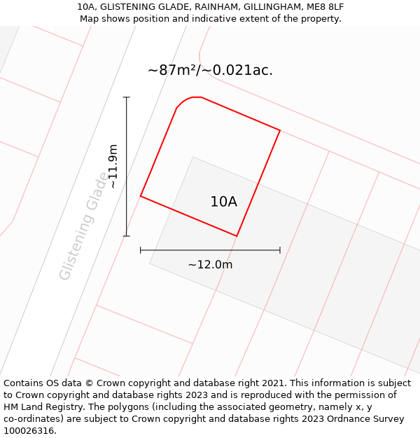 10A, GLISTENING GLADE, RAINHAM, GILLINGHAM, ME8 8LF: Plot and title map