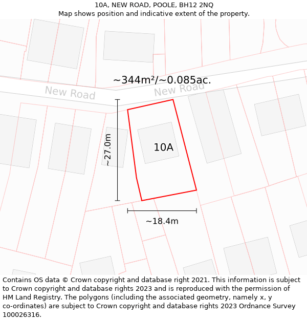 10A, NEW ROAD, POOLE, BH12 2NQ: Plot and title map