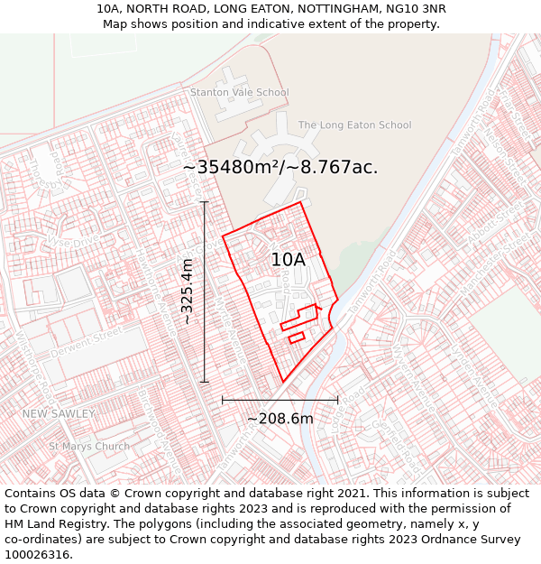 10A, NORTH ROAD, LONG EATON, NOTTINGHAM, NG10 3NR: Plot and title map