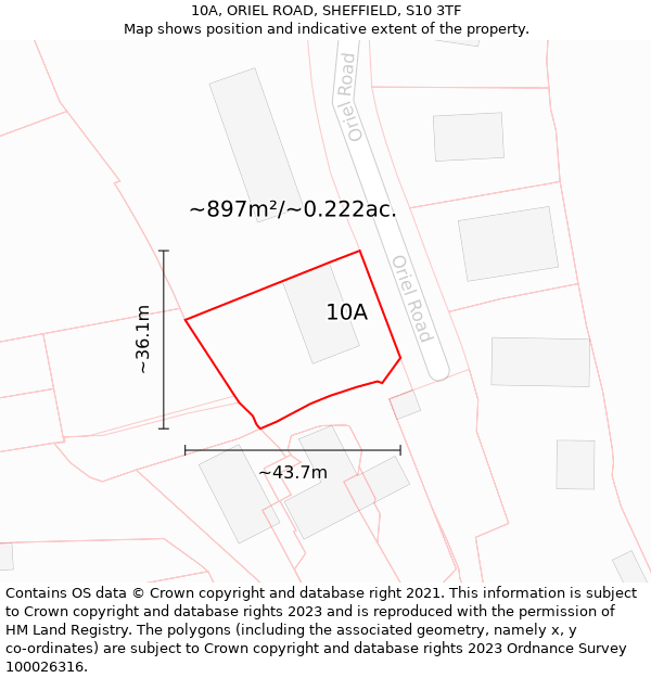 10A, ORIEL ROAD, SHEFFIELD, S10 3TF: Plot and title map