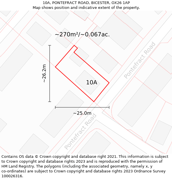 10A, PONTEFRACT ROAD, BICESTER, OX26 1AP: Plot and title map