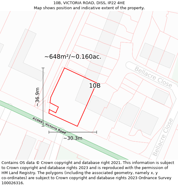 10B, VICTORIA ROAD, DISS, IP22 4HE: Plot and title map