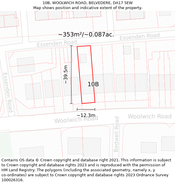 10B, WOOLWICH ROAD, BELVEDERE, DA17 5EW: Plot and title map